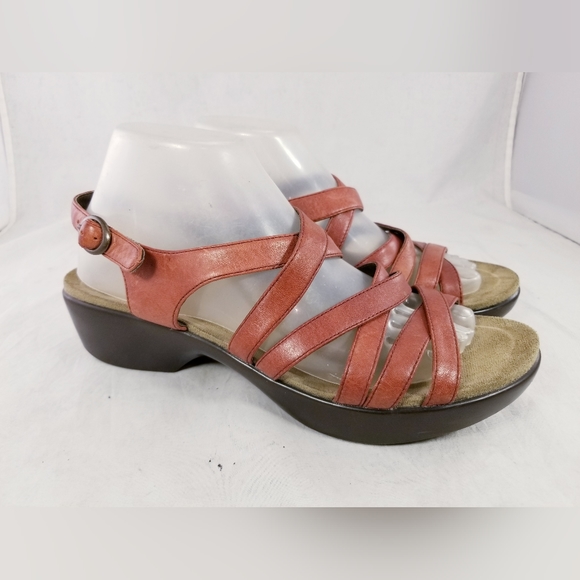 DANSKO MULTI STRAPS RED LEATHER WOMEN SANDALS BUCKLE SIZE 40/9.5 EUC - Picture 2 of 11